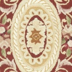 Hand hooked Aubusson Ivory/ Burgundy Wool Rug (2'6 x 6') Safavieh Runner Rugs