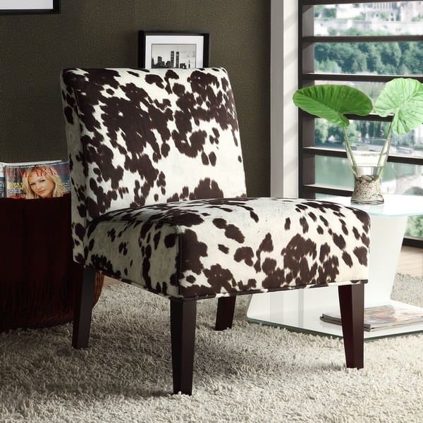 Shop Peterson Cowhide Fabric Slipper Accent Chair By Inspire Q