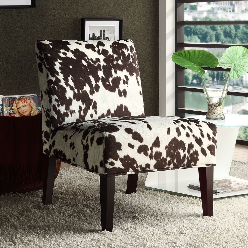 Inspire Q Peterson Cowhide Fabric Slipper Accent Chair