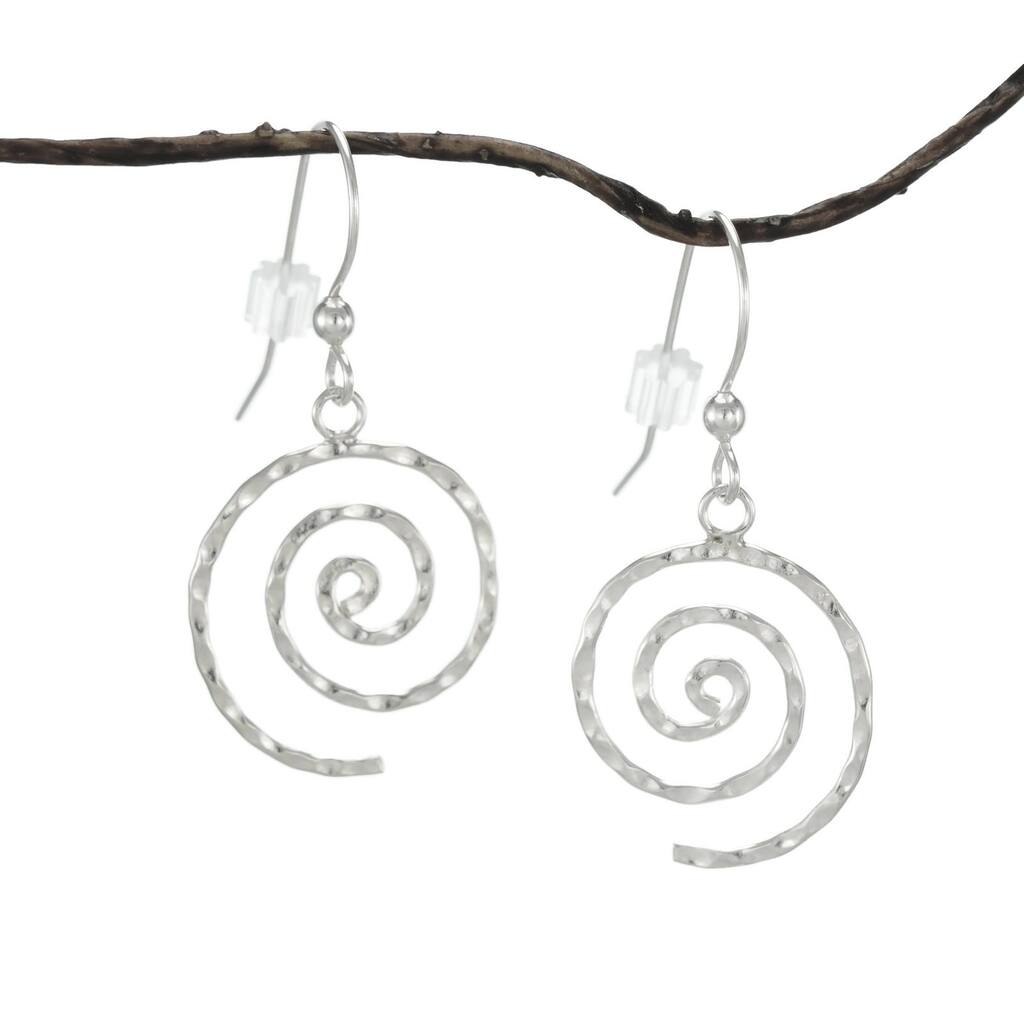 Handmade Jewelry by Dawn Hammered Swirl Sterling Silver Earrings (USA)