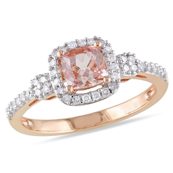 Shop Miadora 10k Gold Morganite Or Sapphire And 1/5ct TDW Diamond Ring ...