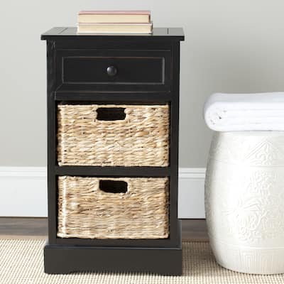 SAFAVIEH Cape Cod 3-Drawer Black Storage Table - 15.9" x 13" x 27.6"