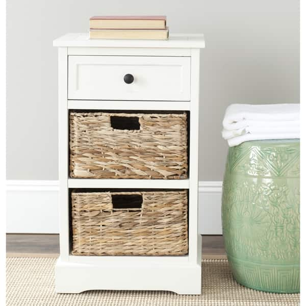 Safavieh Herman Storage Unit With Wicker Baskets Dark Cherry