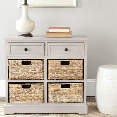 SAFAVIEH Herman 6-Drawer Grey Storage Unit (Fully Assembled) - 29.9” x 13” x 26”