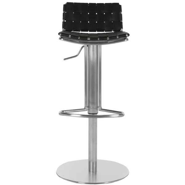 Safavieh 22.8-31.9-inch Deco Black Leather Seat Stainless Steel Adjustable Bar Stool - 17.7" x 16.5" x 29"