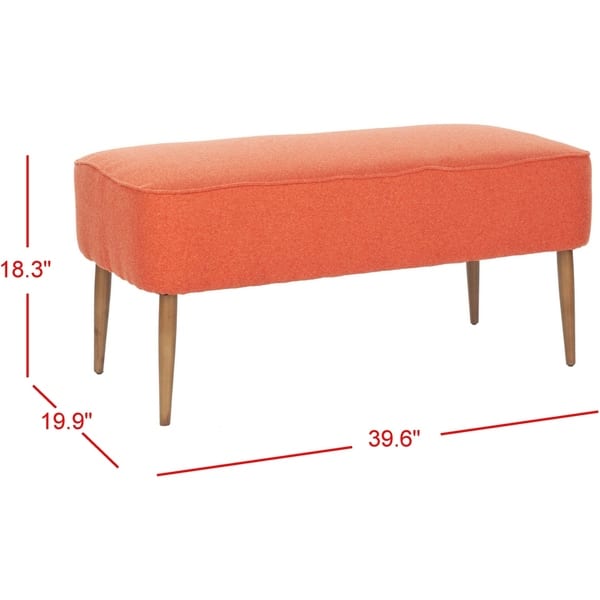 Shop Safavieh Mid Century Orange Wool Bench 39 6 X 19 9 X 18 3