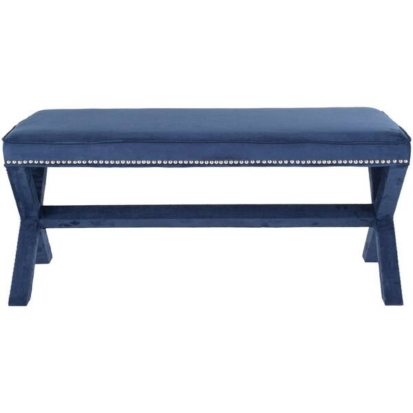 slide 2 of 6, SAFAVIEH Indigo Nailhead x Bench - 42.5"x21.3"x19.3" MCR4617F