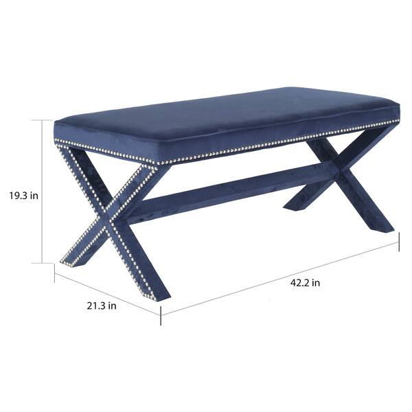 dimension image slide 0 of 2, SAFAVIEH Indigo Nailhead x Bench - 42.5"x21.3"x19.3"