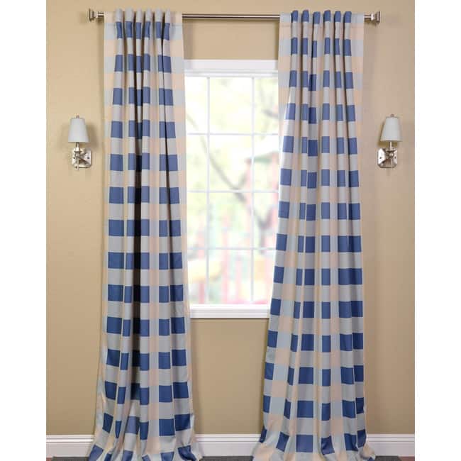 Exclusive Fabrics Harbor Mist Plaid Room Darkening Curtain (1 Panel)