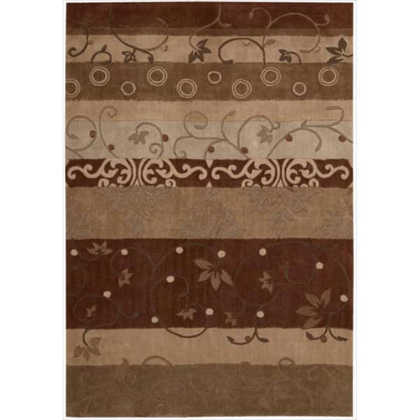 Nourison Contour Classic Damask with Scrolling leaves and Geometric Shapes Hand-tufted Area Rug - 3'6" x 5'6" - Multi - Rectangle