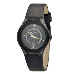 Shop Skagen Women's Black Label Leather Strap Watch - Free Shipping ...