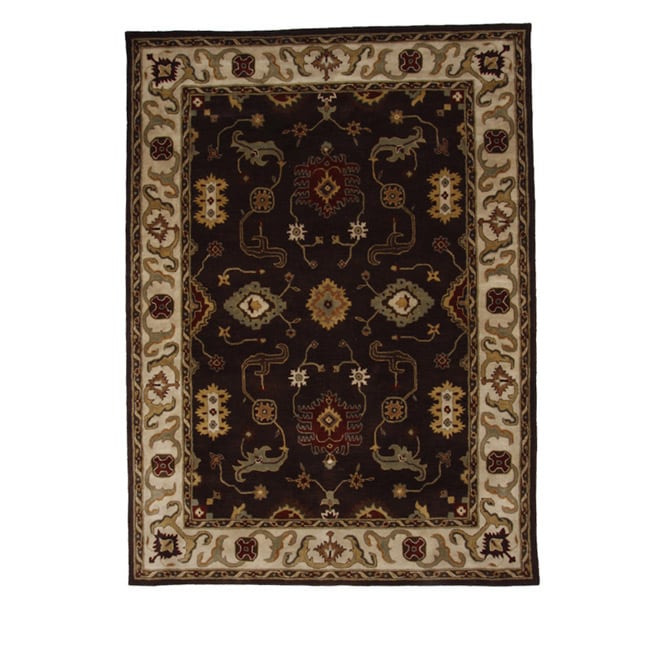 Hand tufted Tempest Dark Brown/ivory Floral Area Rug (8 X 11)