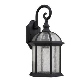Transitional 1-light Black Outdoor Glass Wall Fixture
