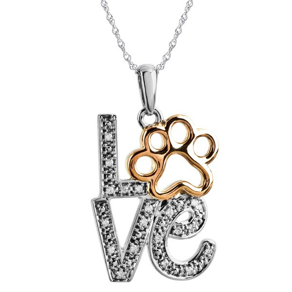 ASPCA Tender Voices Silver Diamond Accent Love Paw Necklace