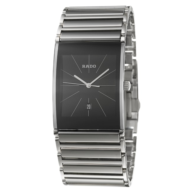 Shop Rado Men's 'Integral' Stainless-Steel Black-Dial Watch - Free ...