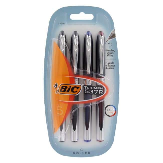 BIC Triumph 537R Fine Point Refillable Rollerball Plastic Pens