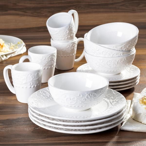 American Atelier Bianca White 16-piece Dinnerware Set Bed Bath