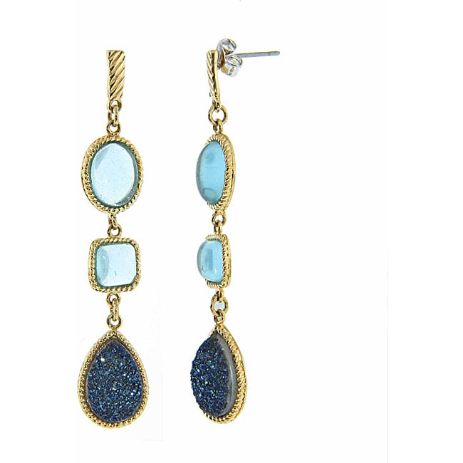 Eternally Haute Gold/ Silver Druzy and Simulated Aquamarine Earrings ...