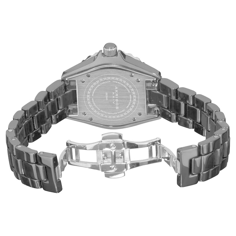Akribos XXIV Women's Ceramic Multifunction Black Bracelet Watch