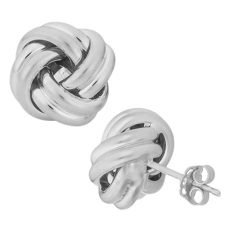 10k Gold Polished Love Knot Earrings - White Gold - White