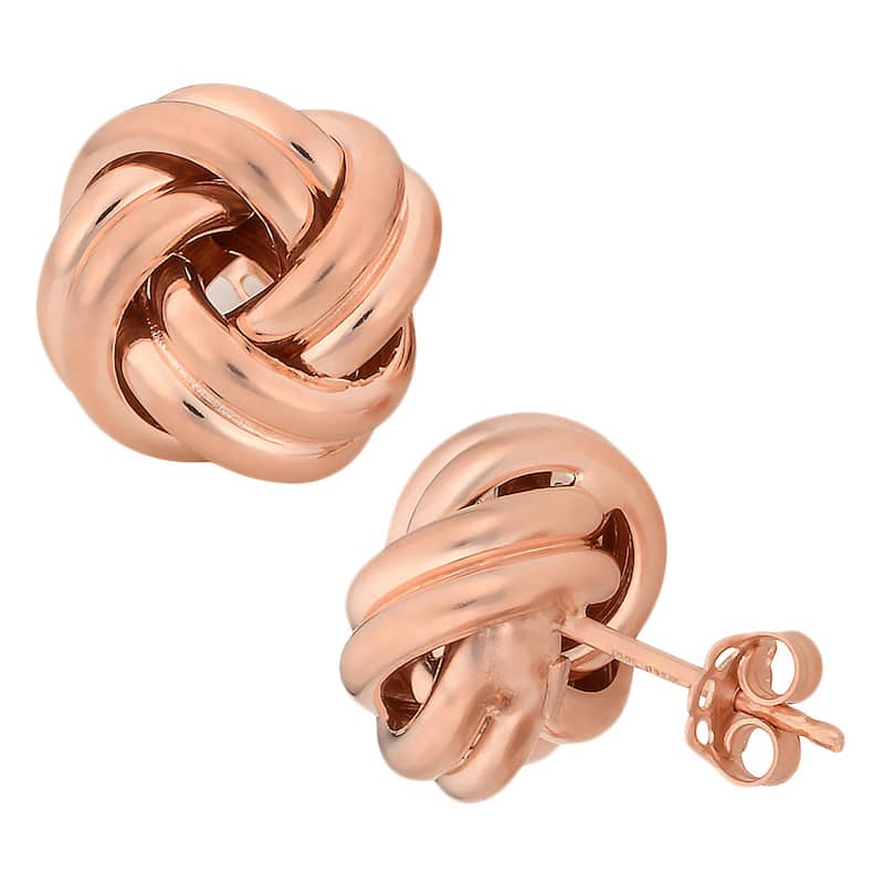 10k Gold Polished Love Knot Earrings - Rose Gold - Rose