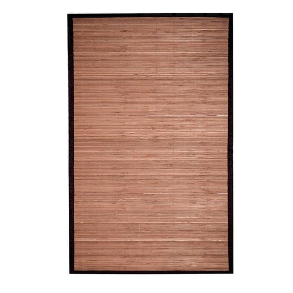 Handmade Asian Hand-woven Natural/ Dark Brown Rayon from Bamboo Rug - 1'8 x 2'8