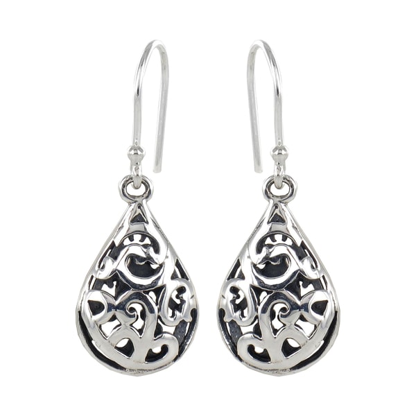 Sunstone Sterling Silver Teardrop Filigree Dangle Earrings   14488019