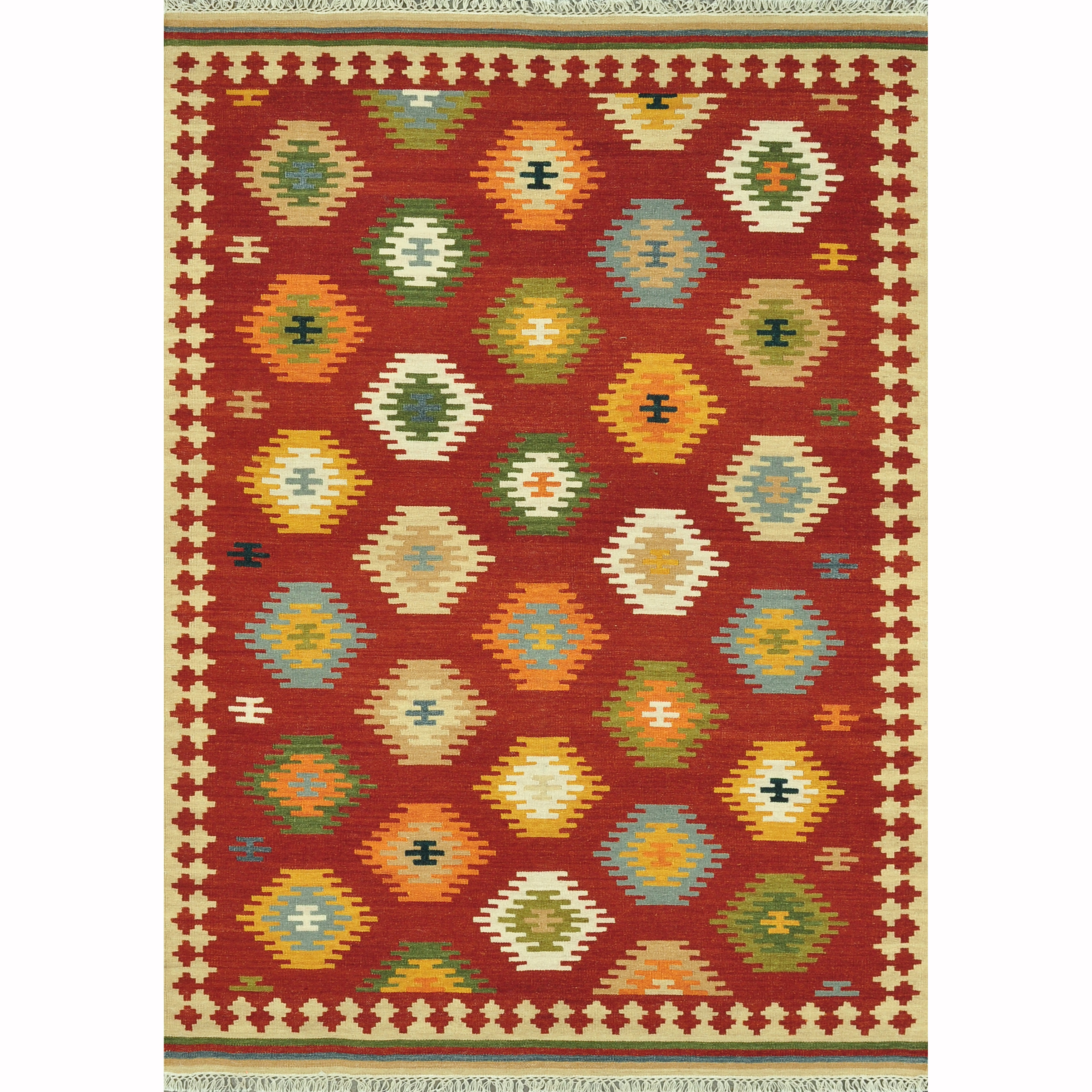 Hand Woven Cordova Red/ Multi Rug (50 X 76)