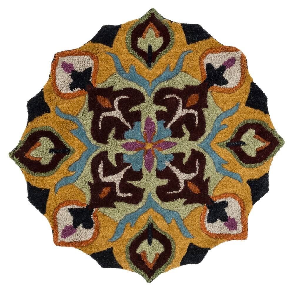 Hand Tufted Lucinda Black/ Gold Wool Rug - 3' x 3' Round