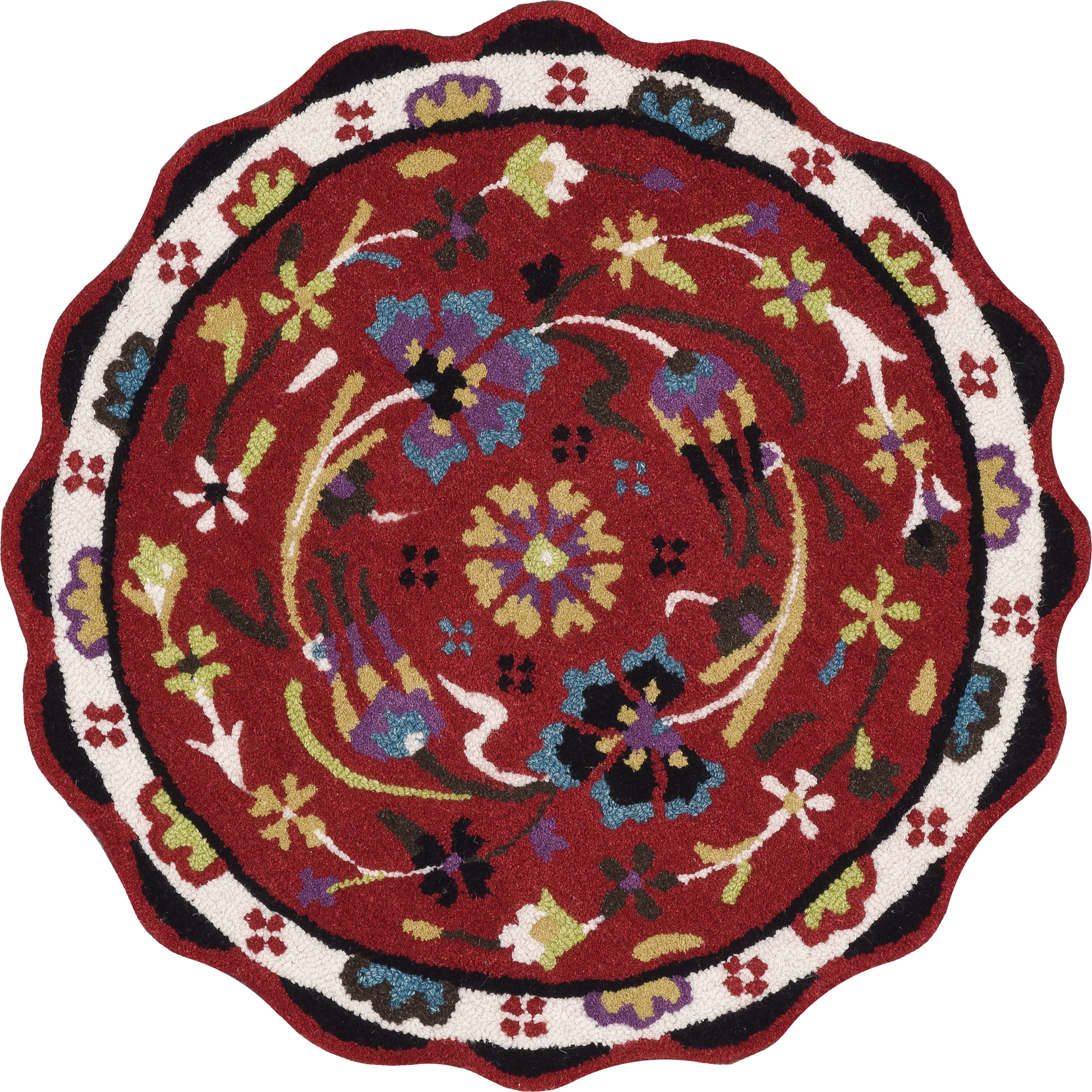 Casual Hand tufted Lucinda Red Wool Rug (3 Round)