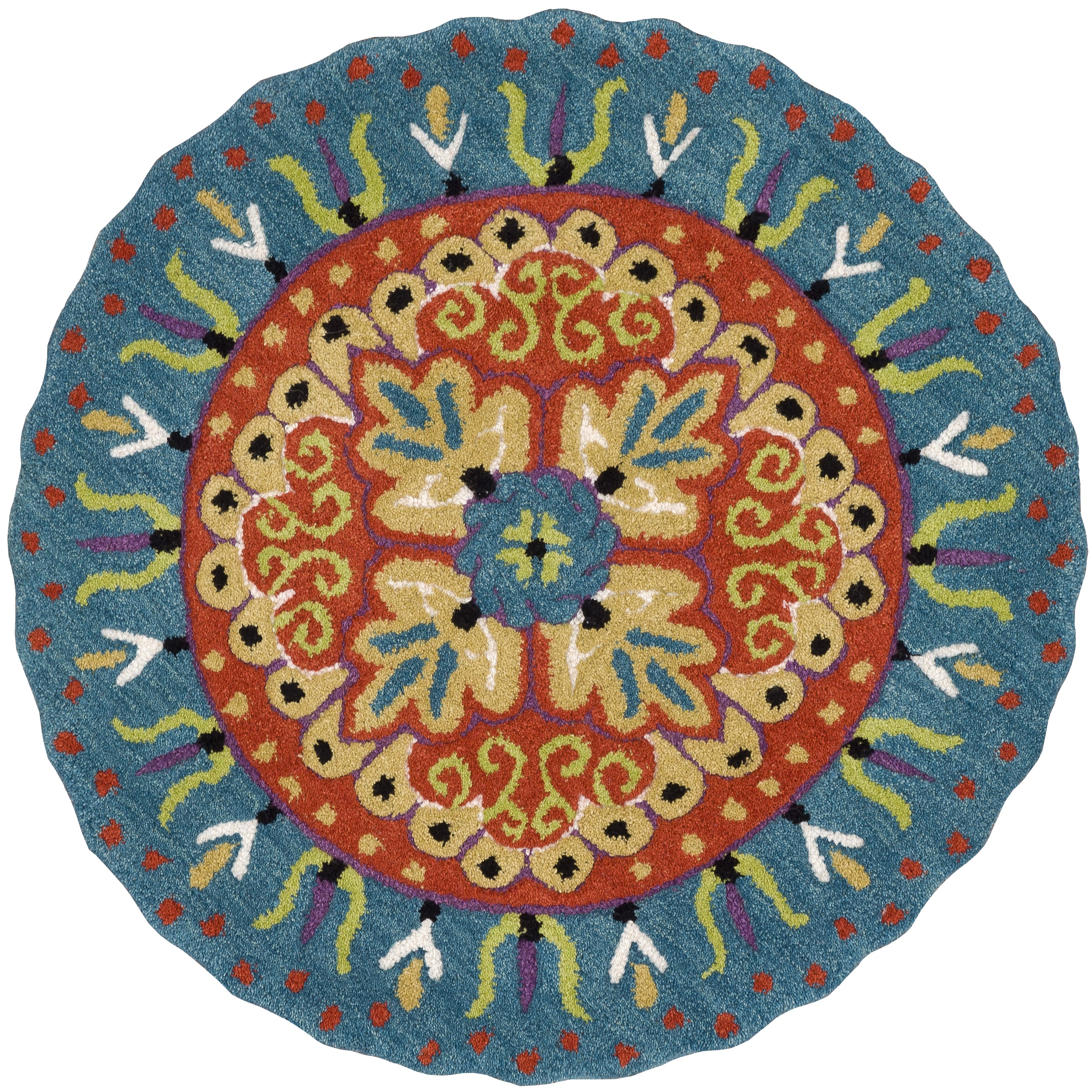 Hand Tufted Lucinda Teal Wool Rug (30 Round)