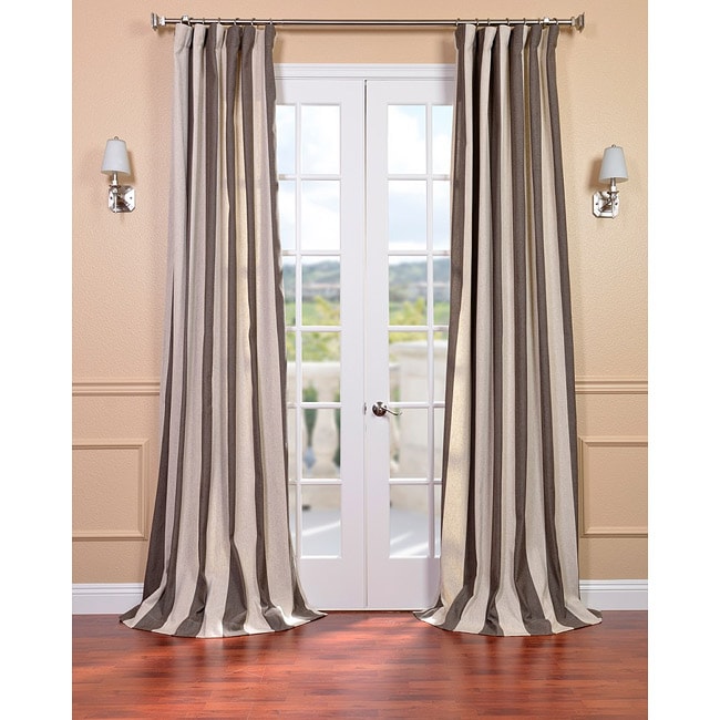 Exclusive Fabrics Veranda Brown Stripe Linen Blend Curtain Panel - Free ...