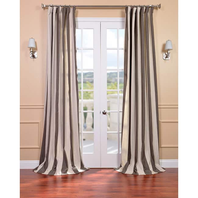 Exclusive Fabrics Veranda Brown Stripe Linen Blend Curtain (1 Panel)