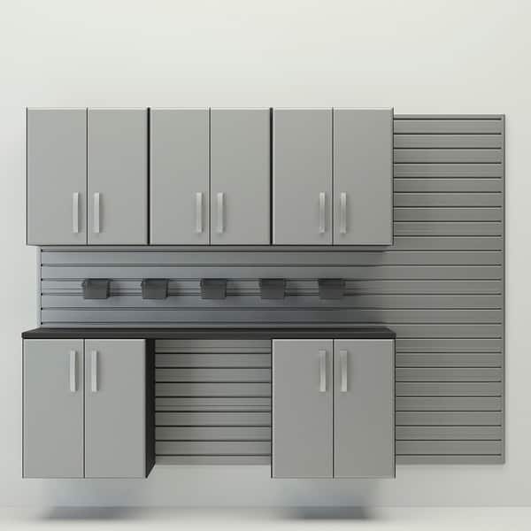 12 Piece Slatwall Panel, Hook, Bin and Large Workstation Storage Set White Slat Wall