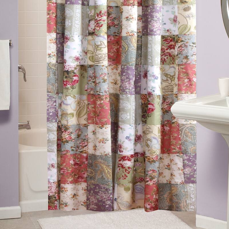 Greenland Home Blooming Prairie Authentic Patchwork Cotton Shower Curtain