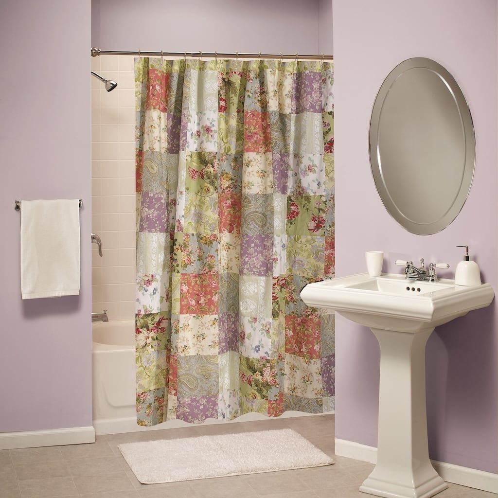 Greenland Home Blooming Prairie Authentic Patchwork Cotton Shower Curtain