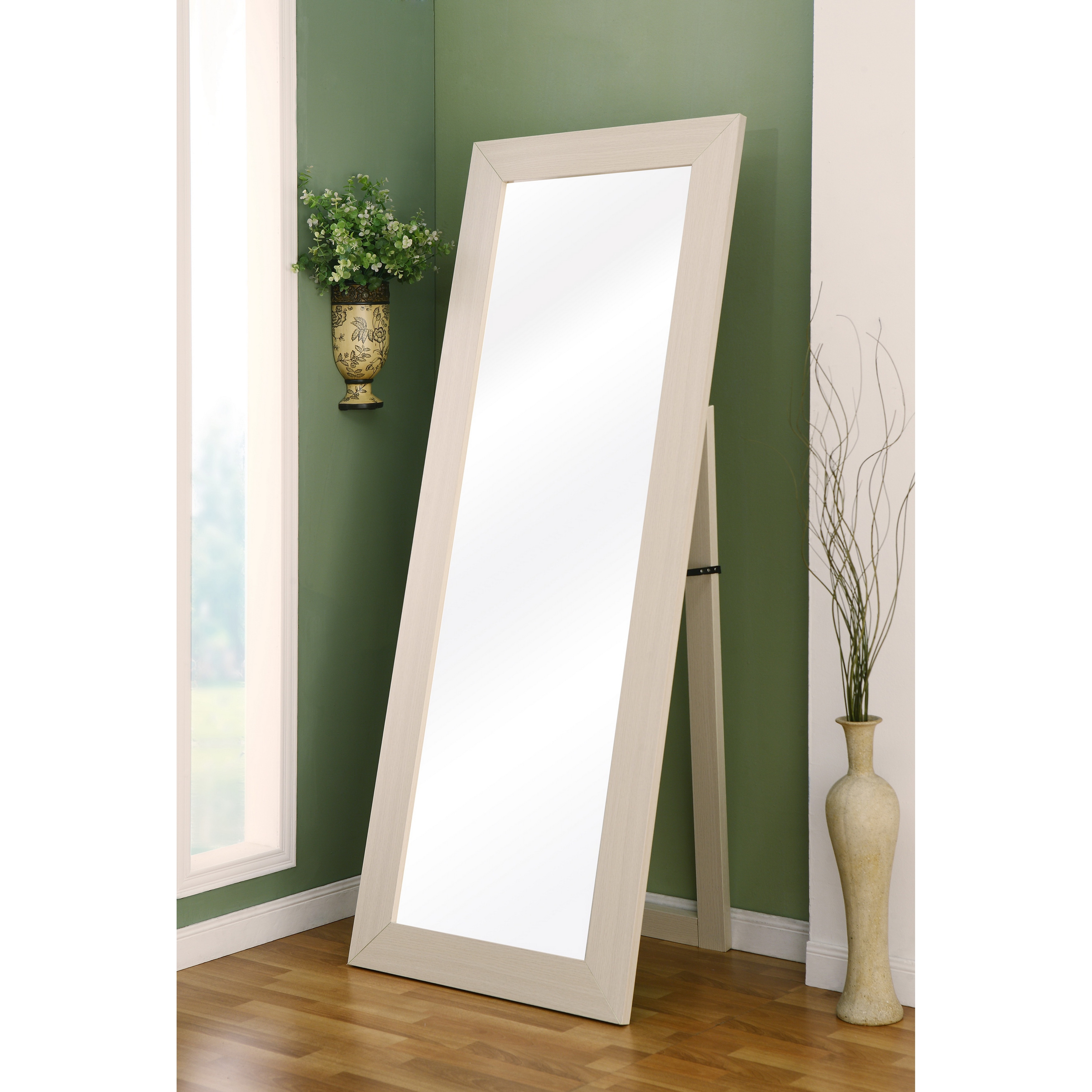Furniture Of America Emily Ivory Full Body Cheval Mirror (Ivory finishMaterials Glass, MDF, wood veneerModern design with clean and fine linesA full body mirror framed with fresh ivory finishMirror is made for use against the wall and is nicely secured w