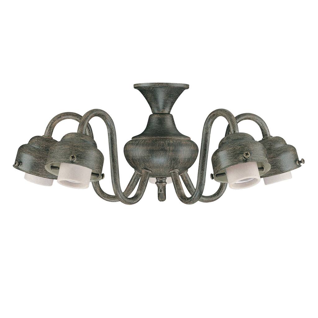 Five Light Aged Pecan Ceiling Fan Light Kit