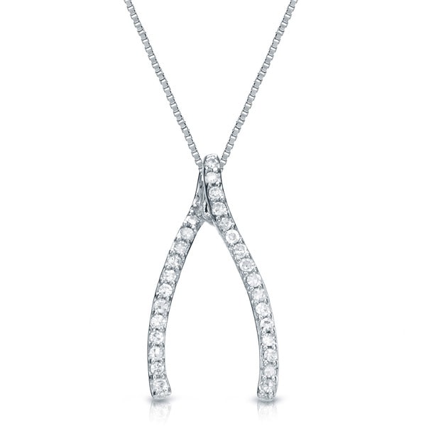 Auriya 14k Gold 1/8ct TDW Diamond Fashion Wishbone Necklace