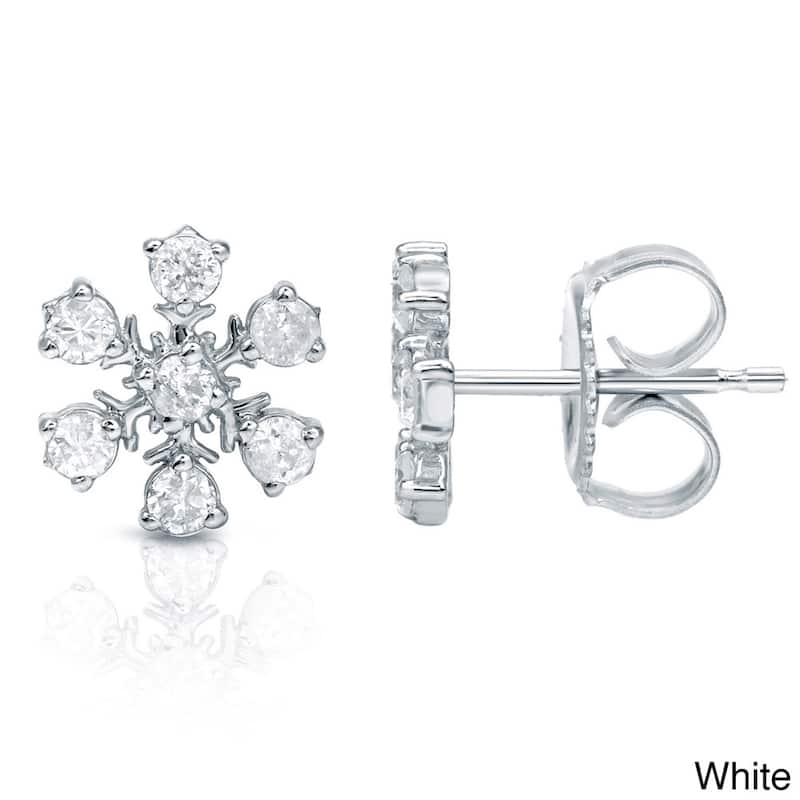 Auriya 1/10 to 1/3ctw Snowflake Diamond Stud Earrings10k Gold (H-I, I1-I2) - 0.10ctw - White