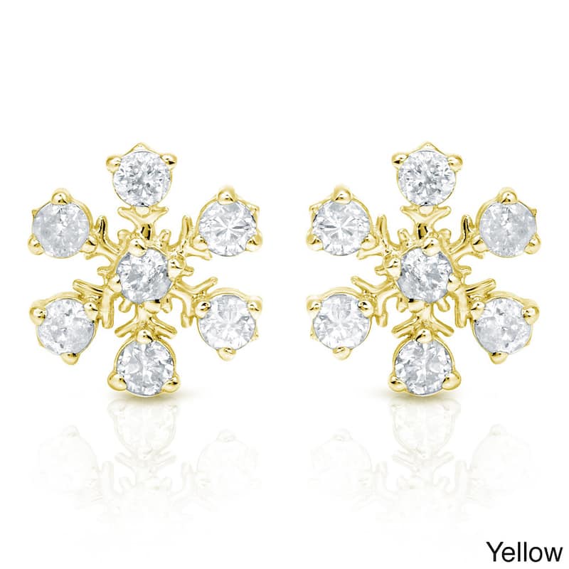 Auriya 1/10 to 1/3ctw Snowflake Diamond Stud Earrings10k Gold (H-I, I1-I2) - 0.10ctw - Yellow