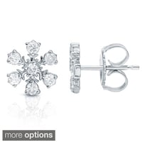Summerrose 14k White Gold 1 2ct Tdw Diamond Flower Stud Auriya 10k Gold Diamond Snowflake Earrings