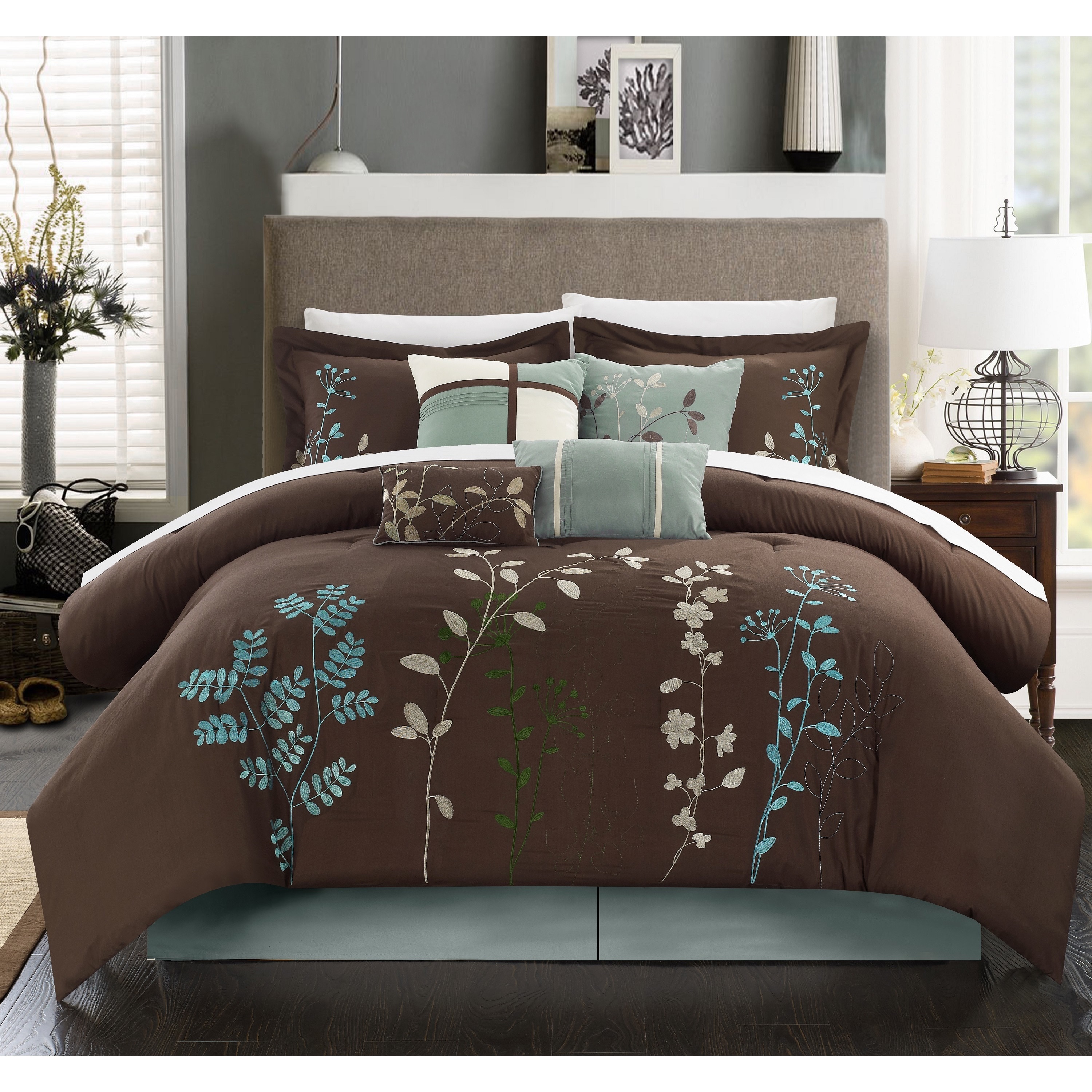 Shop Copper Grove Pelee Chocolate Brown 12 Piece Bed In A Bag Set