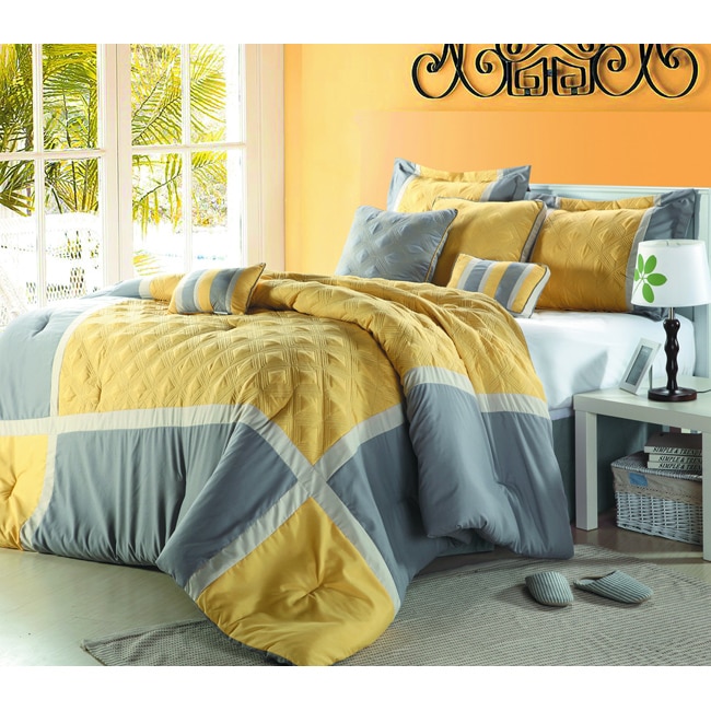 Quincy Yellow/grey 12 piece Bed In A Bag With Sheet Set