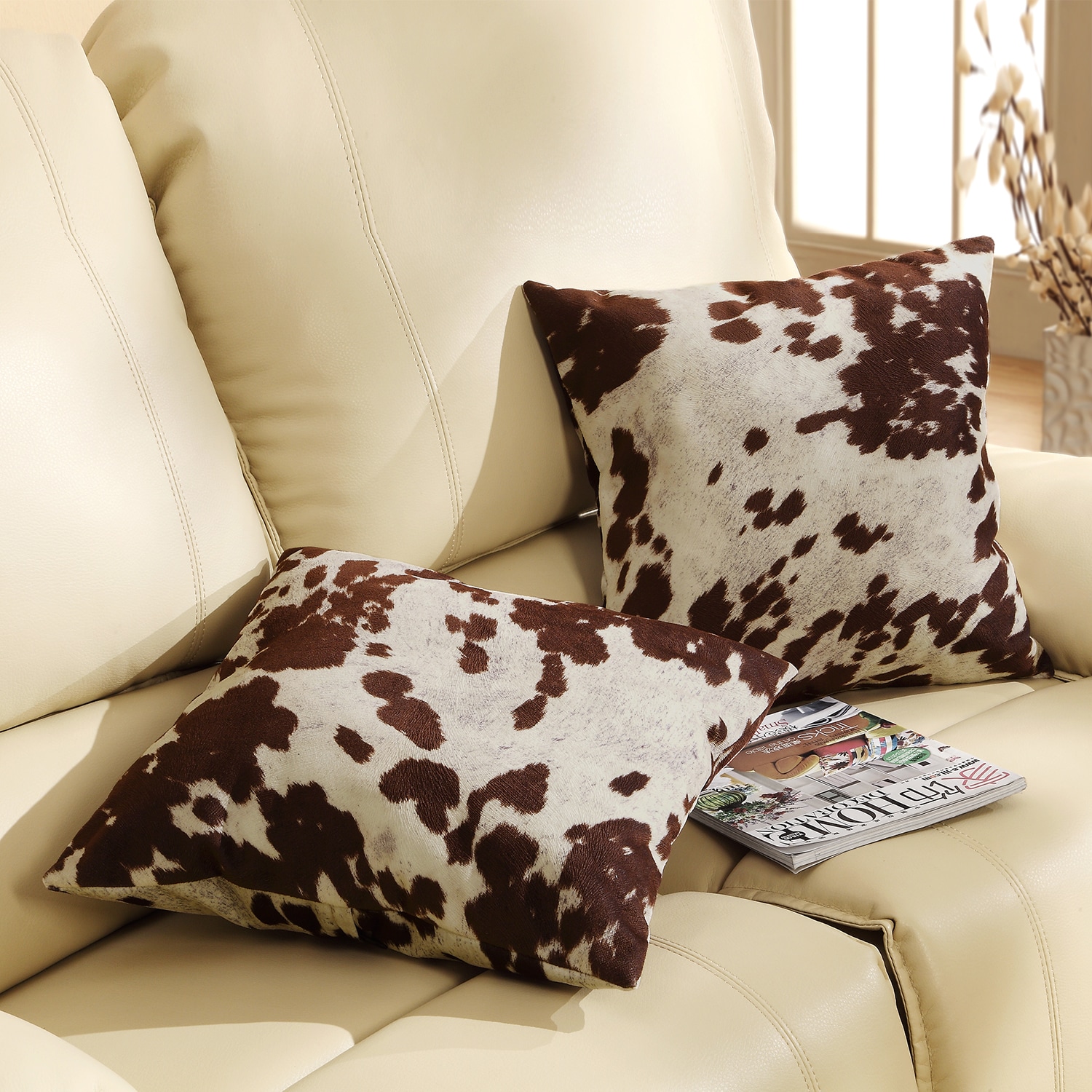 Cow Print 18 Inch Throw Pillows Set Of 2 Country Rustic Farmhouse Cow Print 18 Inch Throw Pillows Set Of 2 Country Rustic Farmhouse Sofa Bed Decor