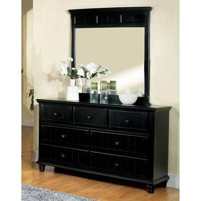 Furniture of America Sleek Black Finish Dresser with Mirror Set