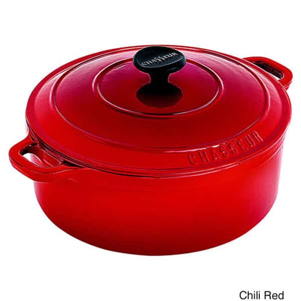 Chasseur French Enameled Cast Iron 11-inch Oval Casserole, Red