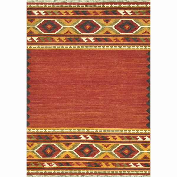 Hand-woven Southwestern Red/ Gold Area Rug - 5' x 7'6
