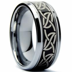 Tungsten Carbide Men's Two-tone Laser-etched Noble Celtic Ring (9 mm ...