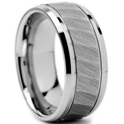Shop Tungsten Carbide Men's Chiseled Center Ring (9 mm) - On Sale ...